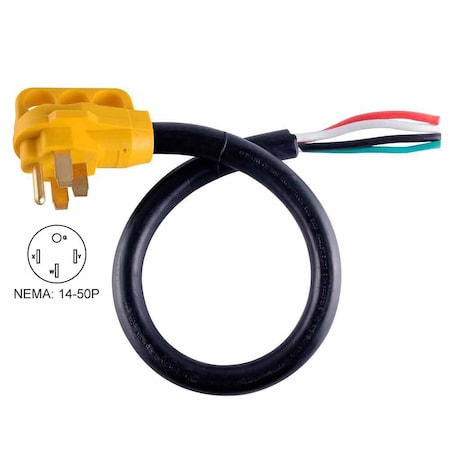 Superior Electric Plug Adapter, 14-50P, 25 ft., Black/Yellow RVA1529
